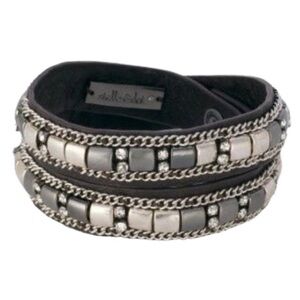 STELLA & DOT • Silver Gunmetal Cady Wrap Bracelet
